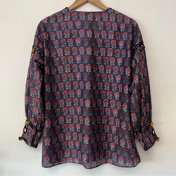 Oliphant Peasant Blouse with Mirror and Tassel Details Size Med - Picture 3 of 12